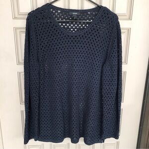 Crocheted sweater Alfani size large blue gray excellent condition long sleeves